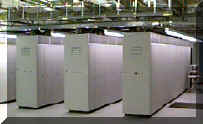 Three Nortel DMS100 switches located inside a central office building