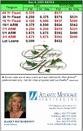 Karen Richardson's rate rate card with holiday greeting template created using Microsoft Excel