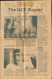 Feb 1985 issue of UCF Report showing Frank Overstreet on cover with his plasma speaker
