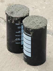 Concrete test cylinders prior to being capped